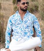 Blue chintz printed full sleeves cotton shirt
