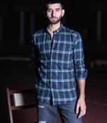 Blue checks full sleeves giza cotton shirt
