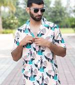 Multi floral printed oversized half sleeves crepe shirt