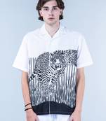 Tiger printed oversized black & white crepe shirt