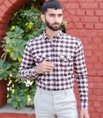Multi checks two pockets full sleeves giza cotton shirt