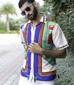 Multi abstract printed oversized crepe shirt