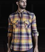 Multi checks 2 pockets full sleeves combed cotton shirt