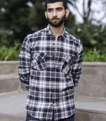 Black checks 2 pockets full sleeves combed cotton shirt