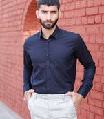 Black texture full sleeves cotton shirt