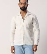 White textured full sleeves cotton shirt