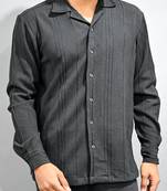 Black popcorn textured full sleeves shirt