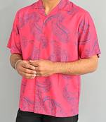Pink paisley full sleeves cuban collar printed shirt