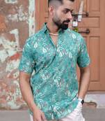 White floral half sleeve printed shirt