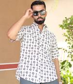 Blue floral half sleeve printed shirt