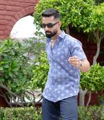 Off white floral half sleeve printed shirt