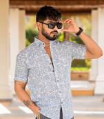 Dark rosy brow half sleeve printed shirt