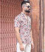 Multi color floral half sleeve printed shirt