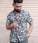 Crimson floral half sleeve printed shirt