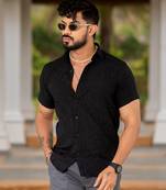 Black jacquard designer shirt