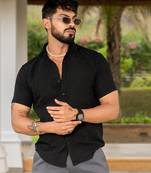 Black jacquard oval designer shirt