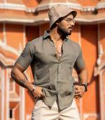 Sage grey half sleeve solid shirt