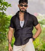 Black half sleeve solid shirt