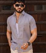 Latte brown half sleeve solid shirt