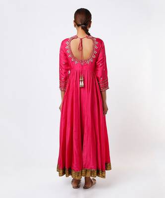 Magenta hand embroidered anarkali set 2