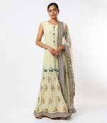 Lime hand embroidered anarkali set