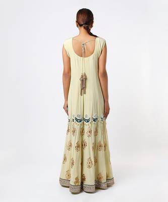 Lime hand embroidered anarkali set 2