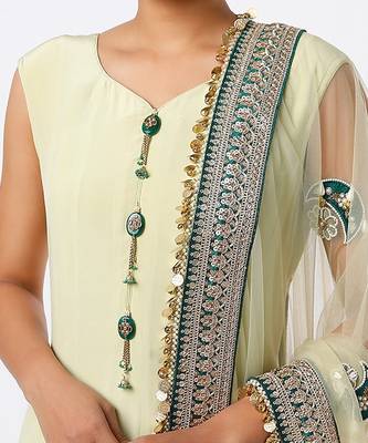 Lime hand embroidered anarkali set 3