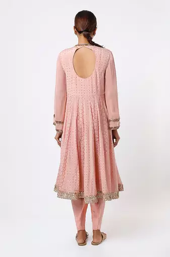 Blush pink embroidered anarkali set