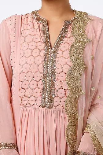 Blush pink embroidered anarkali set