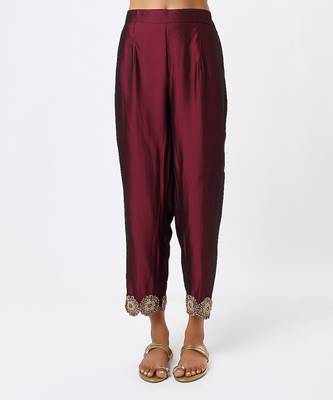 Wine hand embroidered kurta set 3
