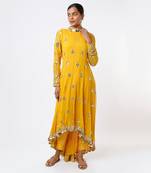 Mustard embroidered anarkali set