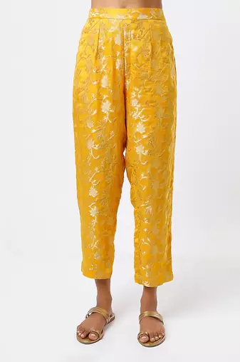 Mustard embroidered anarkali set