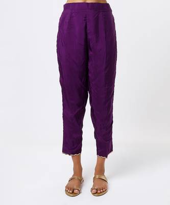 Purple hand embroidered kurta set 3