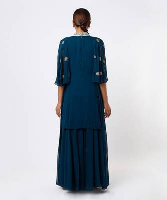 Blue georgette sharara set 2
