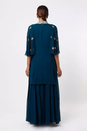Blue georgette sharara set