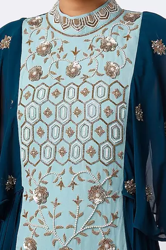 Blue georgette sharara set