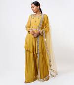 Mustard georgette sharara set