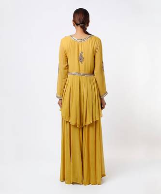 Mustard georgette sharara set 2