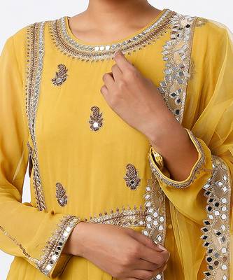Mustard georgette sharara set 4