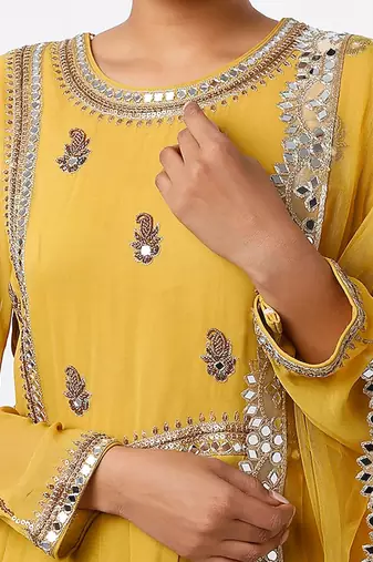 Mustard georgette sharara set