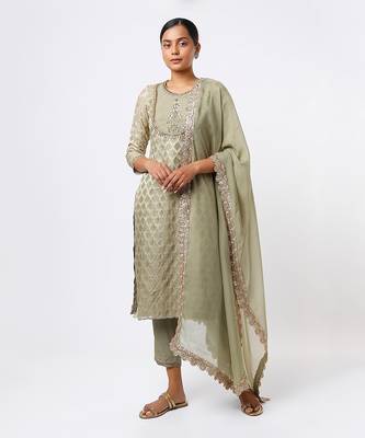 Mint embroidered kurta set 1