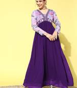 LIMBUDI CREATION Georgette Digital Print with Embroidery Lacework Anarkali Kurta