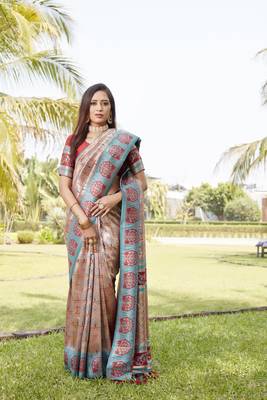Women Teal Silk Kanjivaram Saree With Zari Border And Rich Pallu Saree With Blouse For Women 2