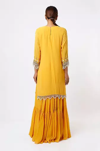 Mustard layered skirt set