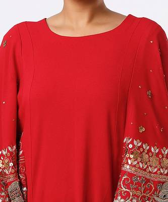 Red hand embroidered maxi dress 3