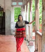 Black embroidered Navratri kedia with red tulip pant.Festive fashion for Navratri Traditional Navratri Women Wear