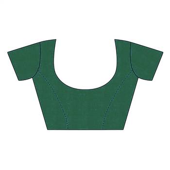 green organza woven saree with unstitched blouse piece 4