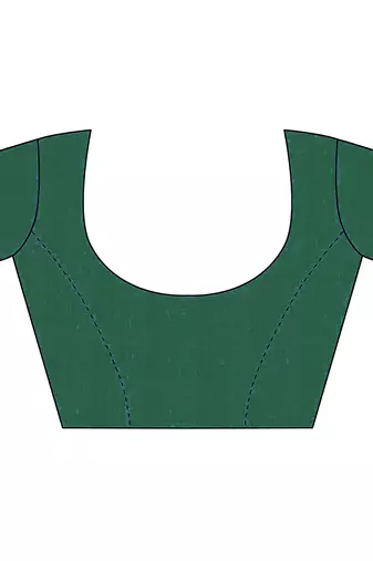 green organza woven saree with unstitched blouse piece
