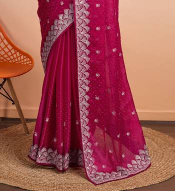 rani organza woven saree with unstitched blouse piece 4