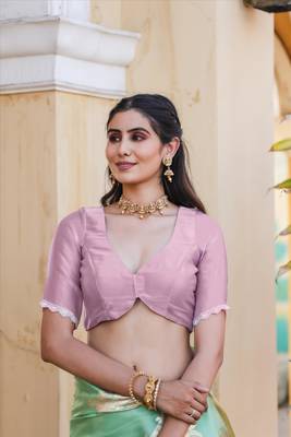 Lavender Organza Swarovski Saree With Unstitched Blouse Piece 5